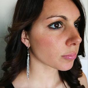 Handmade: silver long tassel earrings